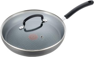 T-fal Dishwasher Safe Cookware Fry Pan with Lid Hard Anodized Titanium Nonstick pan
