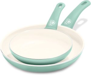 GreenLife Soft Grip Healthy Ceramic Nonstick 7" and 10" Frying Pan Skillet Set