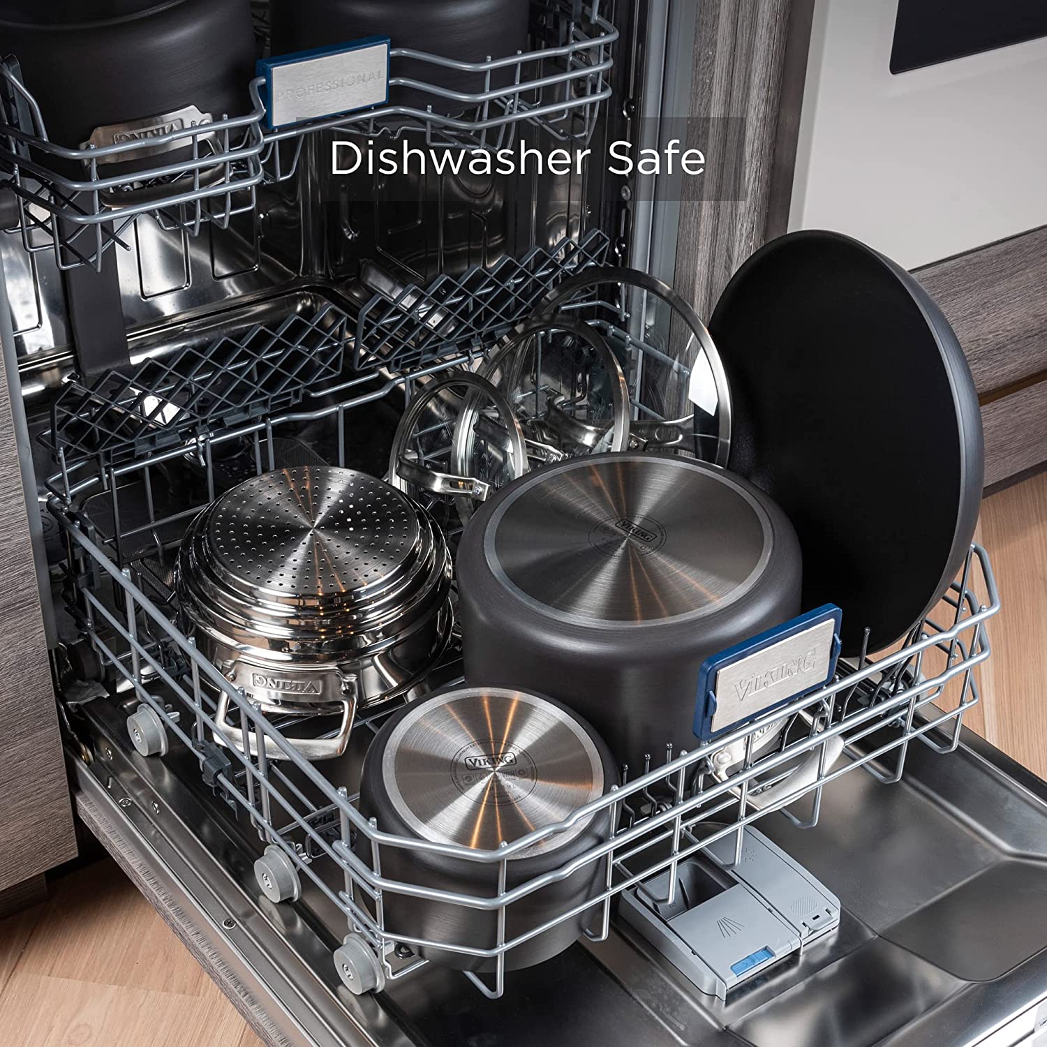 Modern dishwashers-Viking Culinary Hard Anodized Nonstick Cookware Set, 10 Piece, Grayi